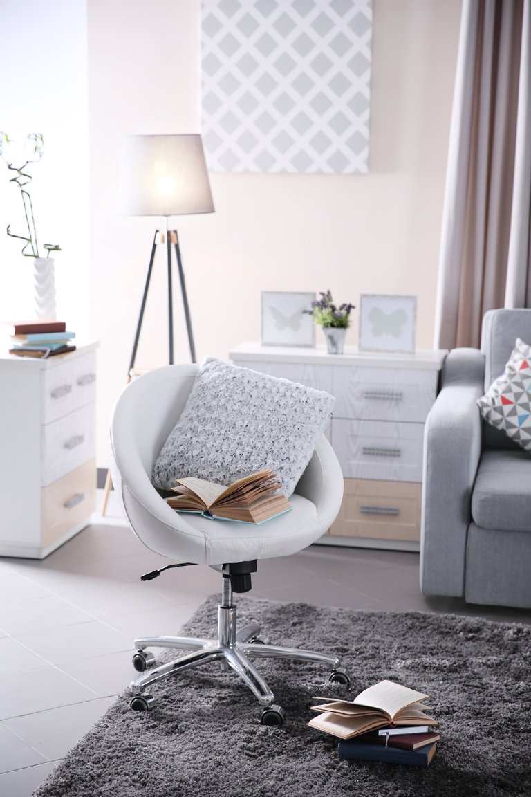 Modern Living Room Interior in Grey Tones